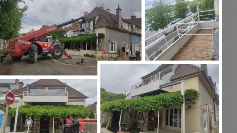 Création d'un balcon avec garde-corps et plancher bois à Saint Jean De Losne